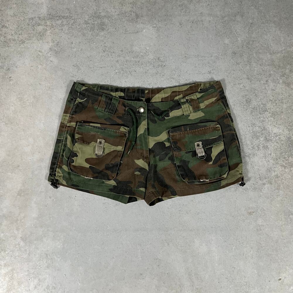 Vintage Riflessi Camo Cargo Mini Shorts Women's Size XL Utility Grunge